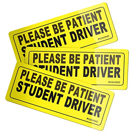 POSHINE Student Driver Magnet Car Signs - Reflective Vehicle Car Sign Bumper Sticker for New Driver (Set of 3)