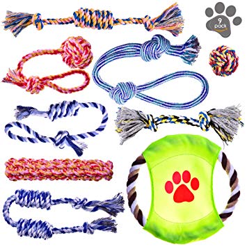 Dog Toys - Puppy Chew Toys - Rope Toys for Small Dogs - Safe Puppy Teething Toys - Small Dog Chew Toys Set - Teething Puppy Toys - Dog Rope Toys - Dog Toys Pack of 9 - Washable Cotton Rope Dog Toy