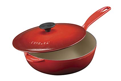 Le Creuset Enameled Cast-Iron 2-1/4-Quart Saucier Pan, Cerise (Cherry Red)