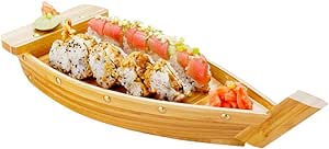 Restaurantware 17.3 Inch Sushi Boat Serving Tray 1 Durable Sushi Boat - Sturdy Easy To Clean Bamboo Sushi Wooden Boat Large For Sushi Or Appetizers