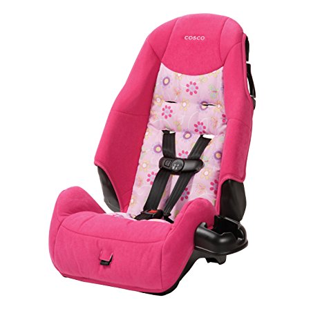 Cosco – Highback 2-in-1 Booster Car Seat – 5-Point Harness or Belt-positioning – Machine Washable Fabric, Pink