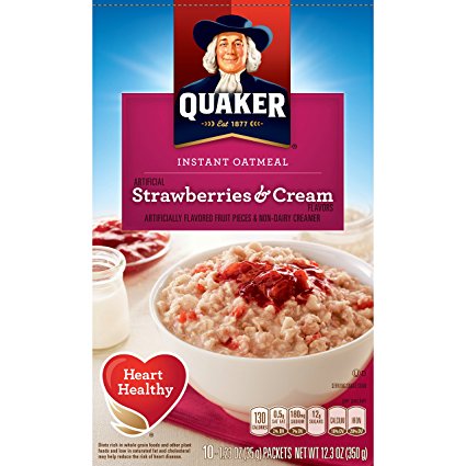 Quaker Instant Oatmeal, Strawberry & Cream, Breakfast Cereal, 10 Packets