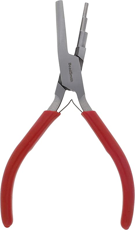 The Beadsmith 3-Step Round/Concave (Hollow) Pliers – Creates 3-4-5mm Loops – Wire Looping and Wire Bending Plier – 6 inches – Steel Head & Double Leaf Springs – Tool for Jewelry Making