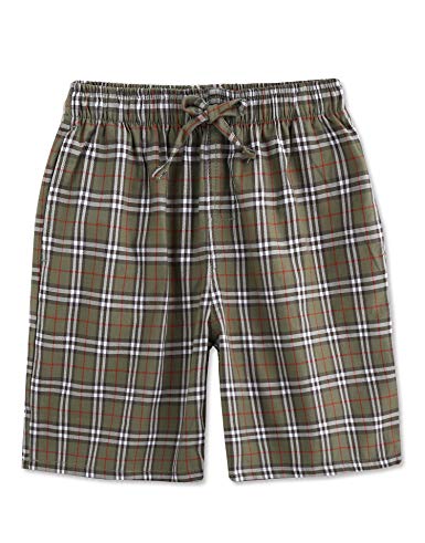 TINFL Cotton Lounge Pants for Men - 100% Soft Cotton Plaid Check Lounger Sleeping Pajama Pants with Pockets and Button Fly