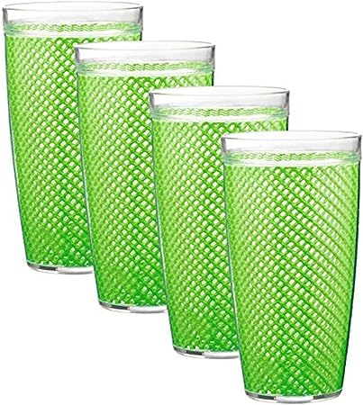 Kraftware The Fishnet Collection Lime Doublewall Drinkware, Set of 4, 22 oz, Green/37624, 4 Count