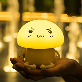 Silicone Lamp LED Night Light Baby kid,Christmas Gift Cute Silicone Soft Nursery Lamp for Children Toddler Boys Girls, Tap Control, 2 Light Modes, 12H Portable Use (Yellow)