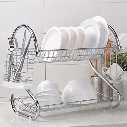 Wtape Modern Steel Rust Proof Kitchen In Sink Two Tier Dish Drying Rack, Dish Drainer