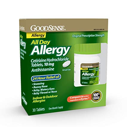 GoodSense All Day Allergy, Cetirizine HCl Tablets, 10 mg Antihistamine, 30-Count