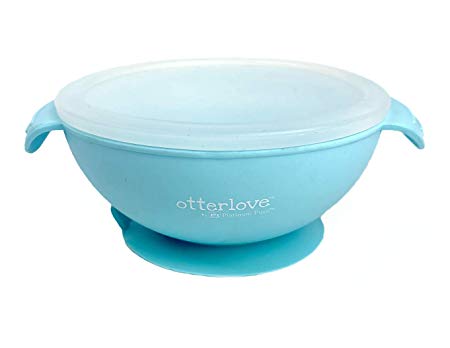 Otterlove Baby Feeding Bowl with Silicone Lid and Suction Base | 100% Platinum Pure LFGB Silicone with NO FIllers | BPA Free | Fits Most Highchair Trays | Stay Put Baby Bowl for Babies & Toddlers