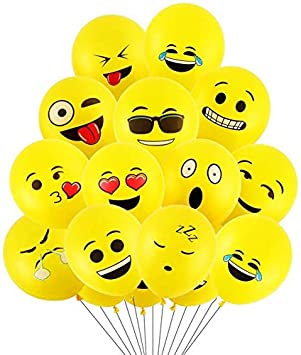 king's deal 12" 100 Pack Emoji Balloons Smiley Face Expression Latex Balloon Emoji Themed Party Supplies (yellow-Emoji)