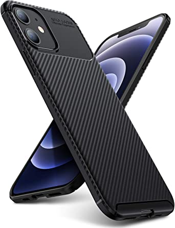 ORIbox iPhone 12 Mini Case, Durable Light Shockproof Cover, Enhanced Grip, Carbon Fiber Case for iPhone 12 Mini for Women & Men, Black (6973839370115)