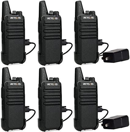 Retevis RT22 Walkie Talkies, Walkie Talkies for Adults, Two Way Radio Long Range Rechargeable, VOX Handsfree, Mini Walkie Talkie with USB Charger, for School Church Restaurant (6 Pack)