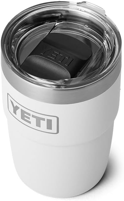 YETI Rambler 8 oz Stackable Cup, Stainless Steel, Vacuum Insulated Espresso Cup with MagSlider Lid, White