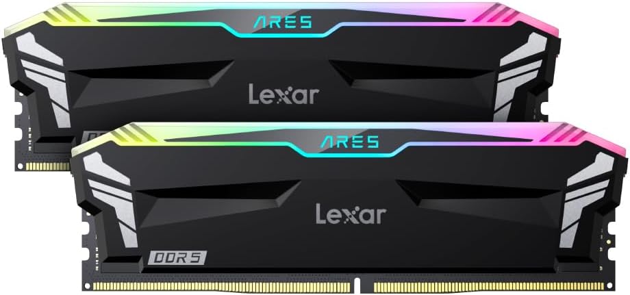 Lexar 32GB (2x16GB) ARES RGB DDR5 RAM 7200MT/s CL34 Desktop Memory - Intel XMP 3.0 & AMD Expo Compatible, Black (LD5U16G72C34LA-RGD)