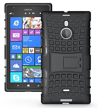 JKase DIABLO Tough Rugged Dual Layer Protection Case Cover with Build in Stand for Nokia Lumia 1520 (Black)