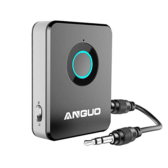 Bluetooth Transmitter and Receiver, ANGUO 2-in-1 3.5mm Audio Wireless Adapter for Speaker TV Home Stereo System