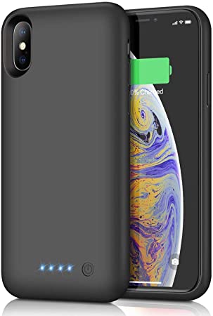 Battery Case for iPhone X/XS/10, 6500mAh Upgraded Rechargeable Charger Case Portable Extended Charging Case for iPhone XS Protective Phone Backup Battery Pack for iPhone X/10 (5.8 inch), Black