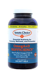 Omega 3, Fish Oil Capsules, OmegA D By Innate Choice, Lemon 240 Capsules, Pharmaceutical Grade Fish Oil, 3rd Party Tested, Organically Filtered and Triple Purified, Natural Cod Liver Oil, Vitamin D3