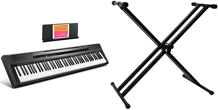 Donner DEP-10 Beginner Digital 88 Key Full Size Semi Weighted Keyboard & ChromaCast GoDpsMusic CC-KSTAND Double Braced X-Style Pro Series Keyboard Stand