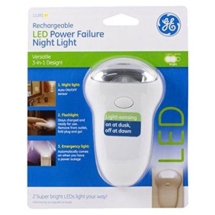 GE Rechareable LED Power Failure Night Light, 3-in-1, 11281
