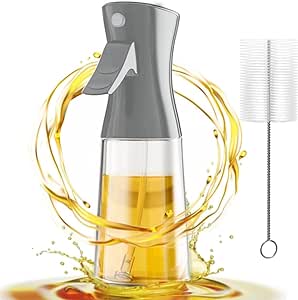 Oil Sprayer for Cooking - 180ml Glass Olive Oil Sprayer Mister with Brush, Olive Oil Dispenser Bottle, Thick Glass, Kitchen Gadgets Accessories(Gray)