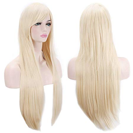 AKStore Wigs 32" 80cm Long Straight Anime Fashion Women's Cosplay Wig Party Wig With Free Wig Cap(Blonde)