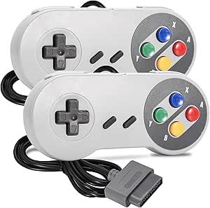 2 Pack Wired SNES Gamepad, iNNEXT SNES Controller Fully Compatible with Original SNES/SFC - [Plug and Play] (Multi-Color Keys)