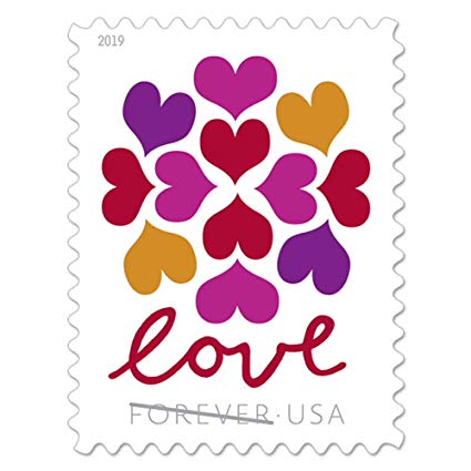 USPS Hearts Blossom Love Forever Stamps - Wedding, Celebration, Graduation (1 Sheet of 20 Stamps) 2019