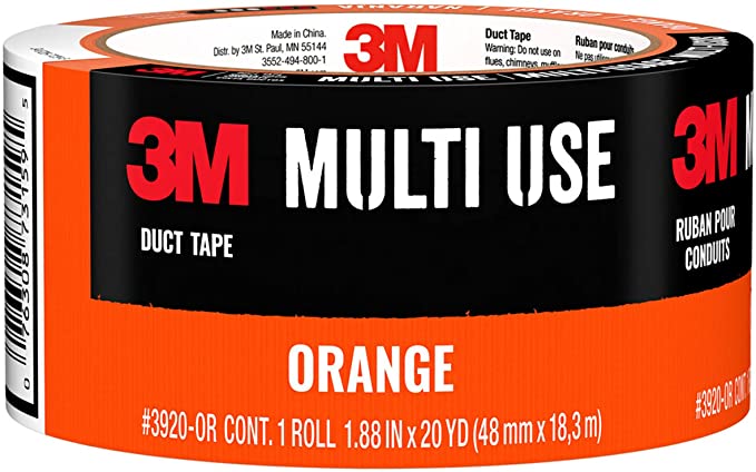 3M Multi-Use Colored Duct Tape Orange, 1.88 Inches by 20 Yards, 3920-OR, 1 Roll