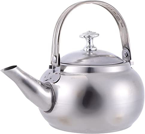 DOITOOL Tea Pot Stainless Steel Tea Kettle Stovetop Teatot Small Water Boiling Pot with Infuser Portable Coffee Pot for Kitchen Travel Camping 16CM Glass Teapot