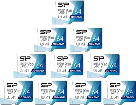 Silicon Power 64GB 10-Pack Superior Pro Micro SDXC UHS-I (U3), V30 4K A1, High Speed MicroSD Card with Adapter