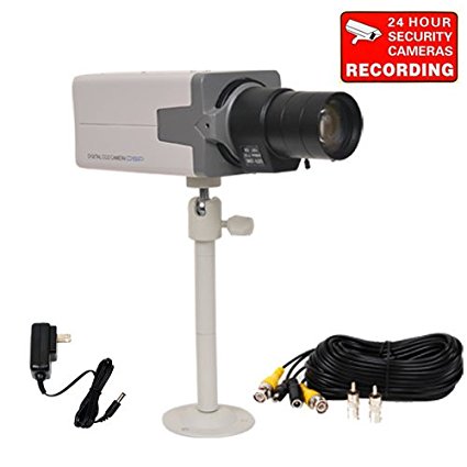 VideoSecu Built-in 1/3" Sony Effio CCD 700TVL Body Box Security Camera Outdoor Day Night for Home CCTV DVR Surveillance System with 6-60mm Auto Iris Lens, Camera Bracket, Power Supply and Cable 1P6