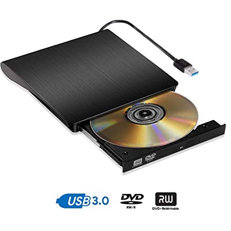 External USB CD DVD Burner Drive USB 3.0 Ultra Slim High Speed Portable CD DVD Player Writer Reader for Mac OSX, Linux, PC Windows XP/Vista/7/8/10,laptop