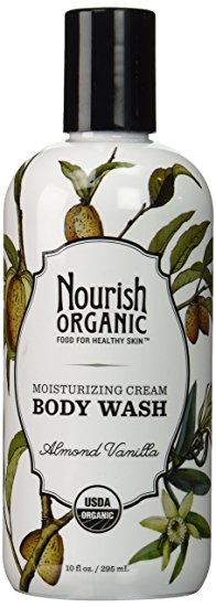 Nourish Organic Moisturizing Cream Body Wash, Almond Vanilla, 10 Fluid Ounce