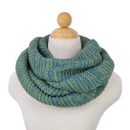 Two-Tone Winter Knit Warm Infinity Circle Scarf - Different Colors Available