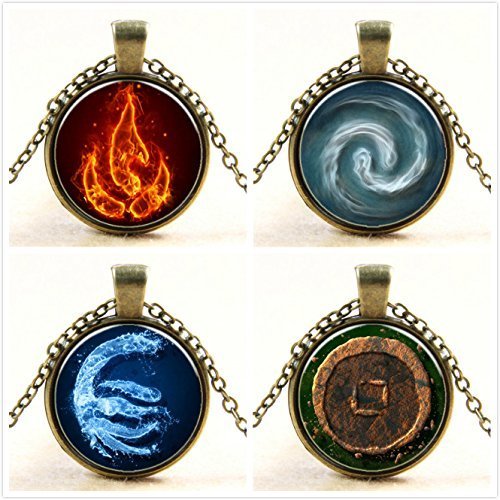 Handmade Avatar the last airbender necklace Avatar 4 Nations symbols necklace Avatar the Last Airbender Jewelry Glass Pendant glass cabochon birthday gift Gifts for her