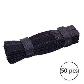 Cable Ties 50pcs Cable Management Reusable Fastening Cable Ties Cable Straps Cable Organizer Wire Organizer Cord Organizer (Black / 7 Inch)