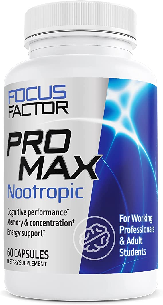 Focus Factor PRO MAX Nootropic (60 Count) – Brain Supplement for Memory, Concentration, Focus & Energy – Ginkgo Biloba, Lions Mane, Bacopa Monnieri Capsules, for Brain Health & Cognitive Support