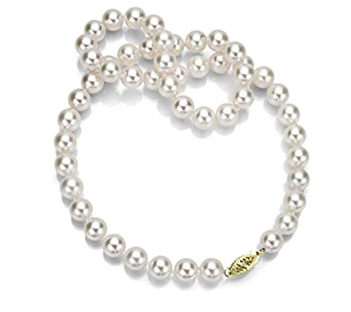 La Regis Jewelry 14k Gold Handpicked AAA White Japanese Akoya Cultured Pearl Necklace, 18"