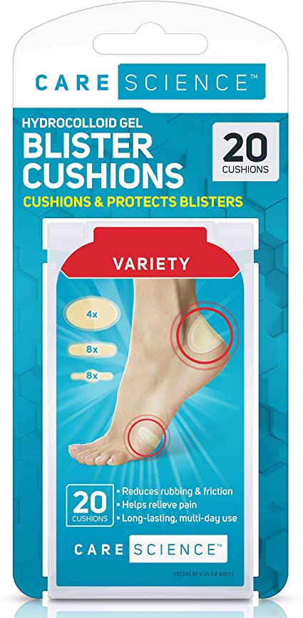 Care Science Hydrocolloid Gel Blister Cushion Bandages, 20 ct | Cushions & Protects Blisters for Foot, Heel and Toe