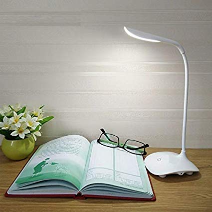 RK™ LED Touch On/Off Switch Desk Lamp/Student Study Reading Dimmer Rechargeable Led Table Lamps(White)