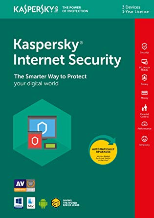 Kaspersky Internet Security 2019 | 3 Devices | 1 Year | PC/Mac/Android | Online Code