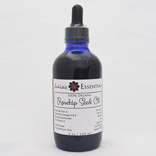 ROSEHIP Seed Oil - 100% Organic! For Face, Body & Hair. Cold Pressed Julia's Essentials - Pure. Natural. BEST! (4 oz)