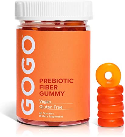 GOGO Fiber Gummies for Adults - Prebiotic Chicory Root Inulin Fiber Supplement - Daily Gummy Fiber for Gut Health, Constipation Relief and Weight Management, 60 Count (Pack of 1)