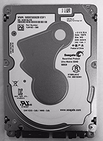 Seagate 500GB 2.5" Ultra Thin 5mm Solid State Hybrid Drive SSHD   8GB MLC SSD Nard ST500LX012 (Certified Refurbished)