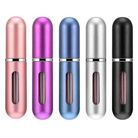 BRT Travel Perfume Bottle(5Pcs), 5ml Refillable Perfume Bottles Portable Aftershave Atomiser Spray Bottles for Air Travel or Night Out