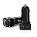 iClever BoostDrive 24W 48A Dual USB Car Charger Adapter with SmartID Technology Black