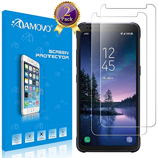 AMOVO Galaxy S8 Active Screen Protector [Case Friendly] Samsung Galaxy S8 Active Screen Protector Tempered Glass [High Sensitivity] Glass Protector for Samsung S8 Active (2 Pack, S8 Active)