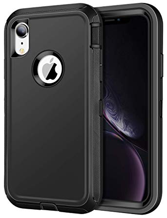 JAKPAK Case for iPhone XR Case Heavy Duty Shockproof Protective iPhone XR Case Scratch-Resistant Protective Shell with Hard PC Bumper Soft TPU Back Cover for Apple iPhone XR 6.1",Black