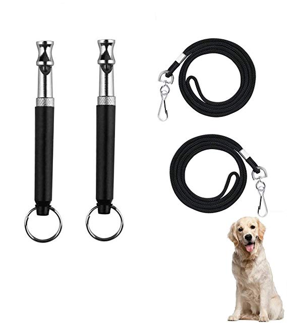 Giveet Dog whistle to Stop Barking - Adjustable Frequency Ultrasonic Bark Control Training Tool for Dogs - with Free Lanyard Strap(2 pack)
